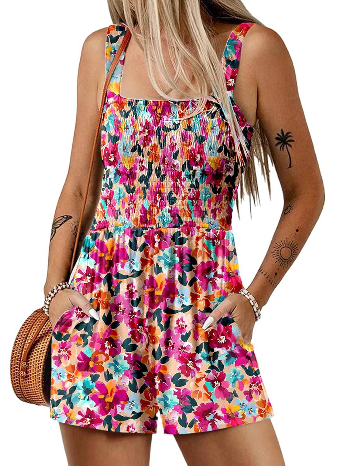 Icone™ SummerRomper: Damen Ärmellos Quadratischer Ausschnitt Sommer Strampler