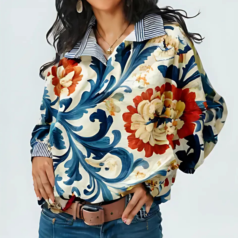 Icone™ FormalBlouse: Stilvolle Langärmlige Einzigartige Bedruckte Formelle Bluse