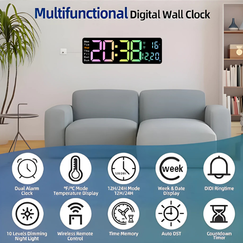 Globetrek° DigitalClock: Großes LED-Bildschirm-Anzeige Digitaluhr