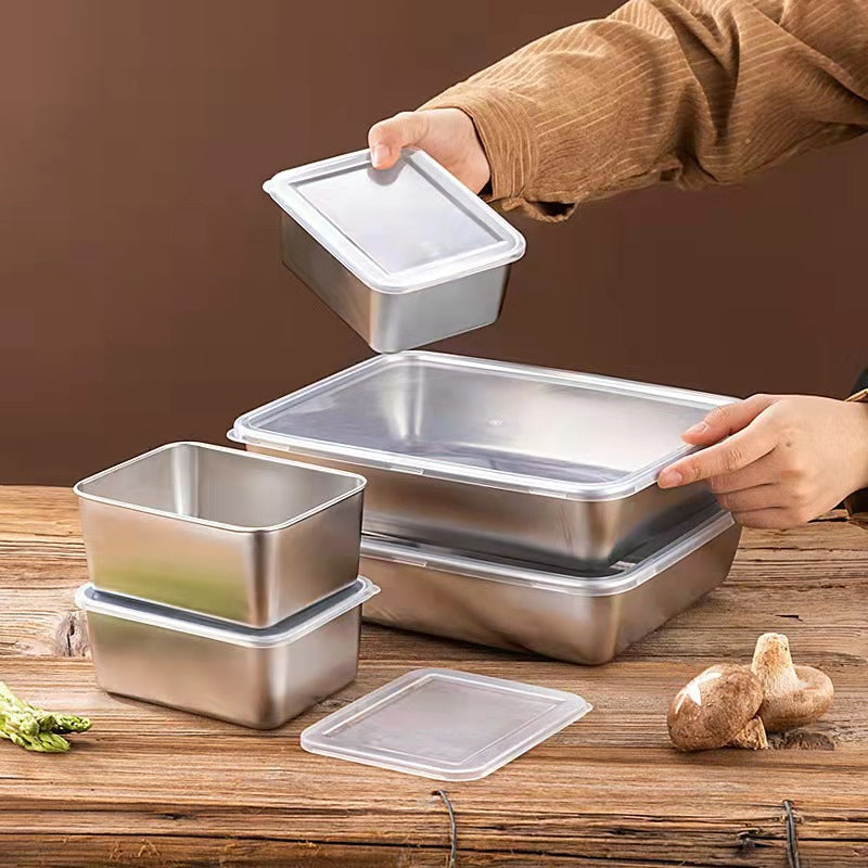 Globetrek° FreshSeal - Rostfrei Stahl Quadrat Lagerung Pfanne Mit Deckel