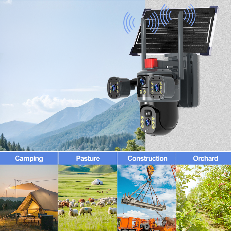 Globetrek° DomeCamera: Dreifachobjektiv Solarbetrieben Dome-Kamera