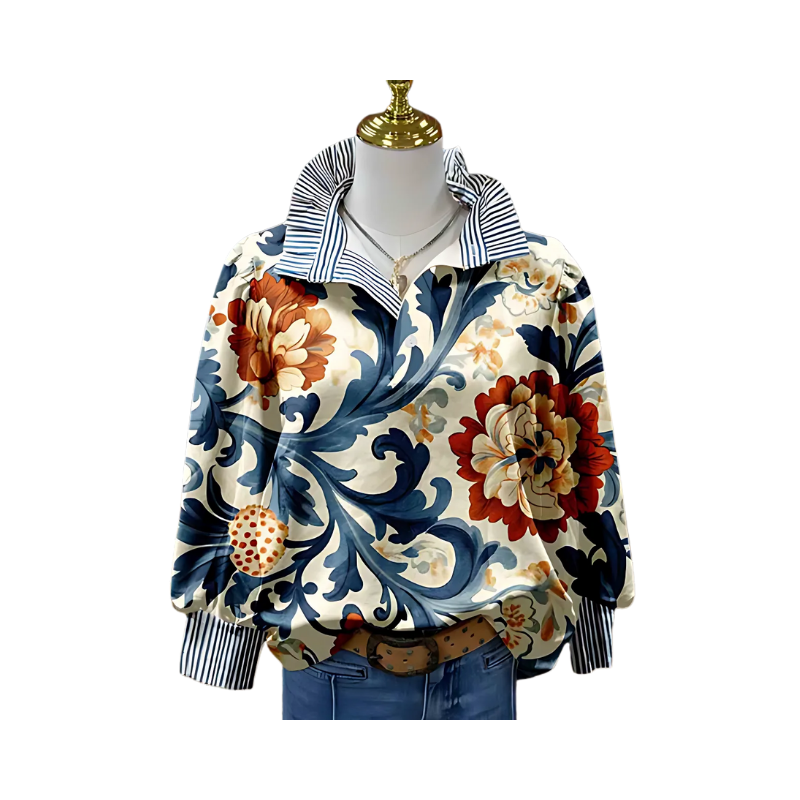 Icone™ FormalBlouse: Stilvolle Langärmlige Einzigartige Bedruckte Formelle Bluse