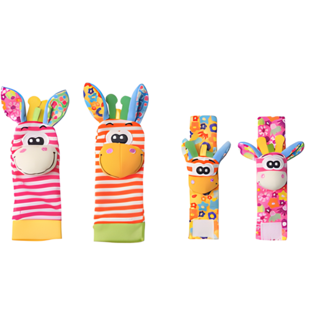 Kletshuts™ RattleToy 1+1 GRATIS: Weiche Tier Baby Handgelenk Und Fuß Söckchen Rassel Spielzeug Set