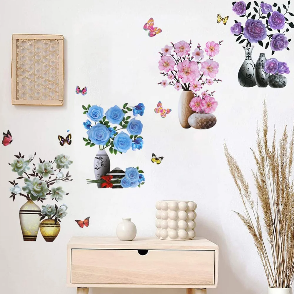 FloralSticker 2+2 GRATIS: Elegant Haus Dekor Selbstklebend Blumen Aufkleber