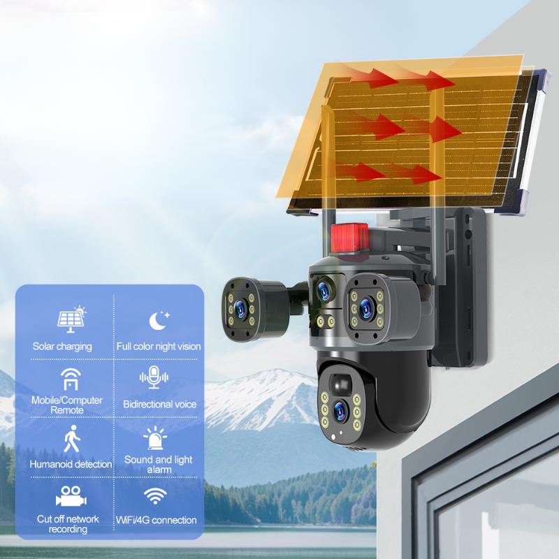 Globetrek° DomeCamera: Dreifachobjektiv Solarbetrieben Dome-Kamera