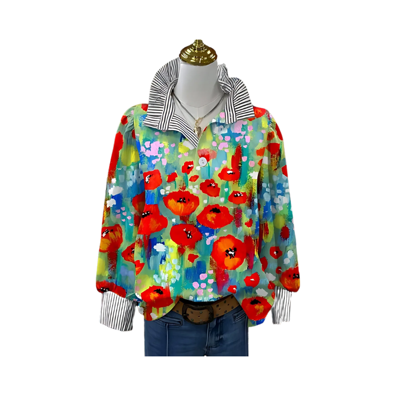 Icone™ FormalBlouse: Stilvolle Langärmlige Einzigartige Bedruckte Formelle Bluse