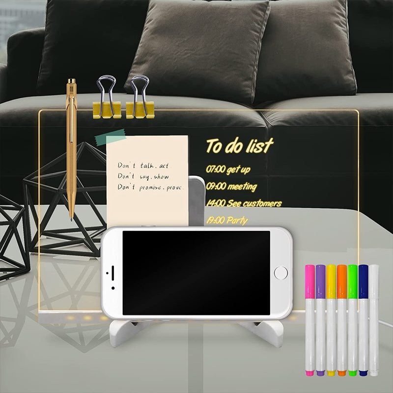 Kletshuts™ NoteBoard: LED-Lampe, Acryl, Notiz- und Zeichenbrett