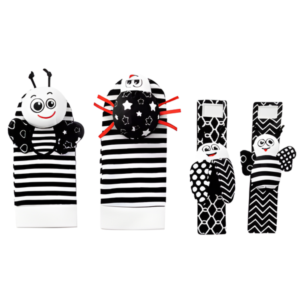 Kletshuts™ RattleToy 1+1 GRATIS: Weiche Tier Baby Handgelenk Und Fuß Söckchen Rassel Spielzeug Set