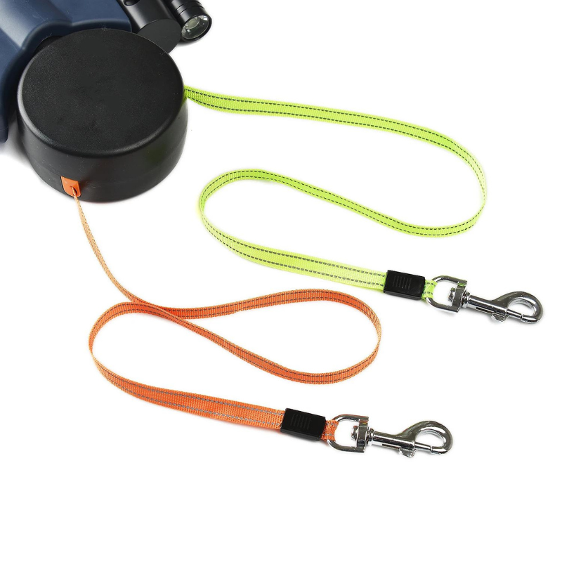 DogFri™ DoubleLeash: LED-Leuchte Doppelt Einziehbare Hundeleine