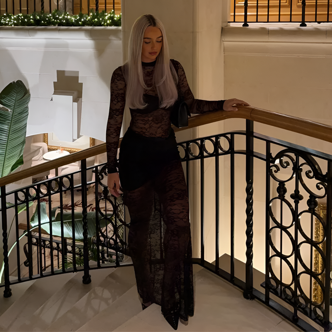 Icone™ LaceDress: Sexy Passform Bequem Rundhalsausschnitt Spitzenkleid