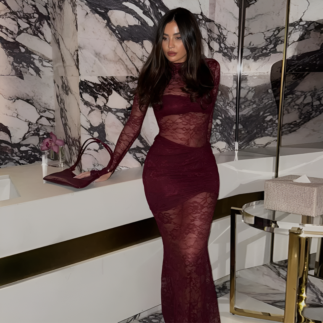 Icone™ LaceDress: Sexy Passform Bequem Rundhalsausschnitt Spitzenkleid