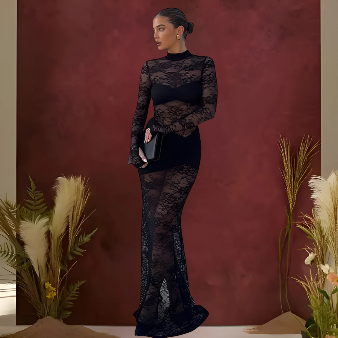 Icone™ LaceDress: Sexy Passform Bequem Rundhalsausschnitt Spitzenkleid