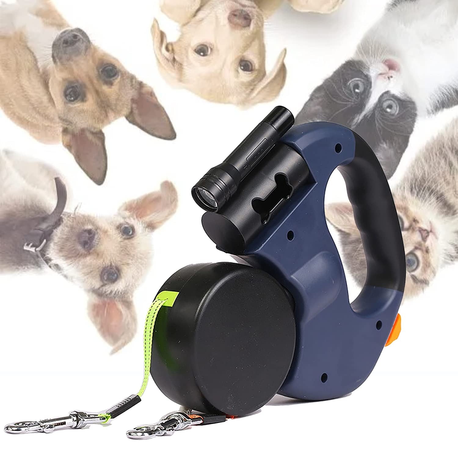 DogFri™ DoubleLeash: LED-Leuchte Doppelt Einziehbare Hundeleine