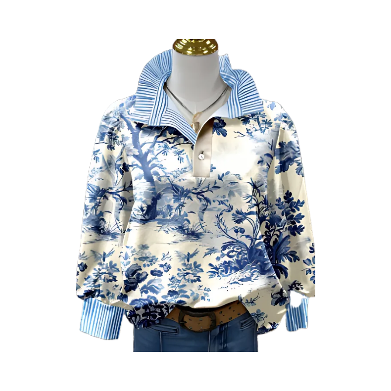 Icone™ FormalBlouse: Stilvolle Langärmlige Einzigartige Bedruckte Formelle Bluse