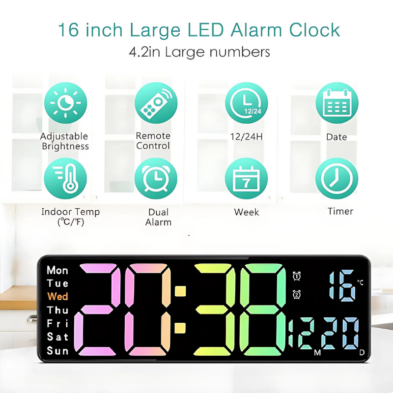 Globetrek° DigitalClock: Großes LED-Bildschirm-Anzeige Digitaluhr