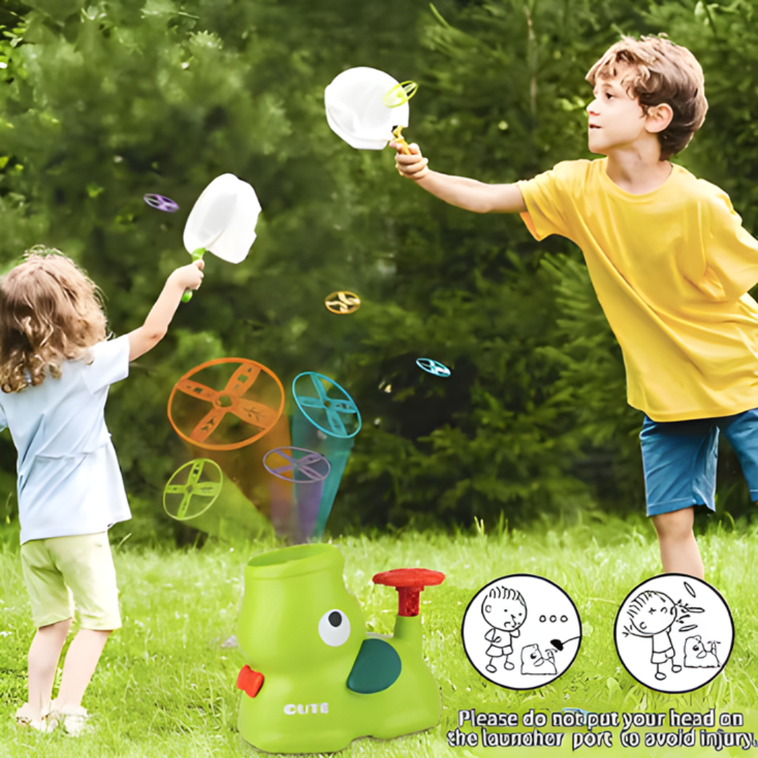 Kletshuts™ FlyingDisc: Luft Rakete Fliegende Scheibe Start Spiel Kinder Spielzeug Set