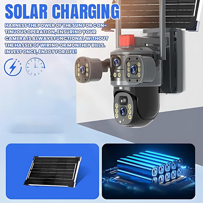 Globetrek° DomeCamera: Dreifachobjektiv Solarbetrieben Dome-Kamera