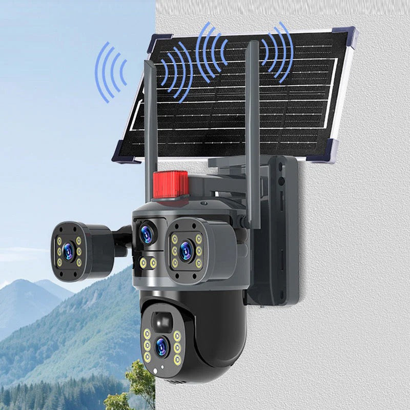 Globetrek° DomeCamera: Dreifachobjektiv Solarbetrieben Dome-Kamera