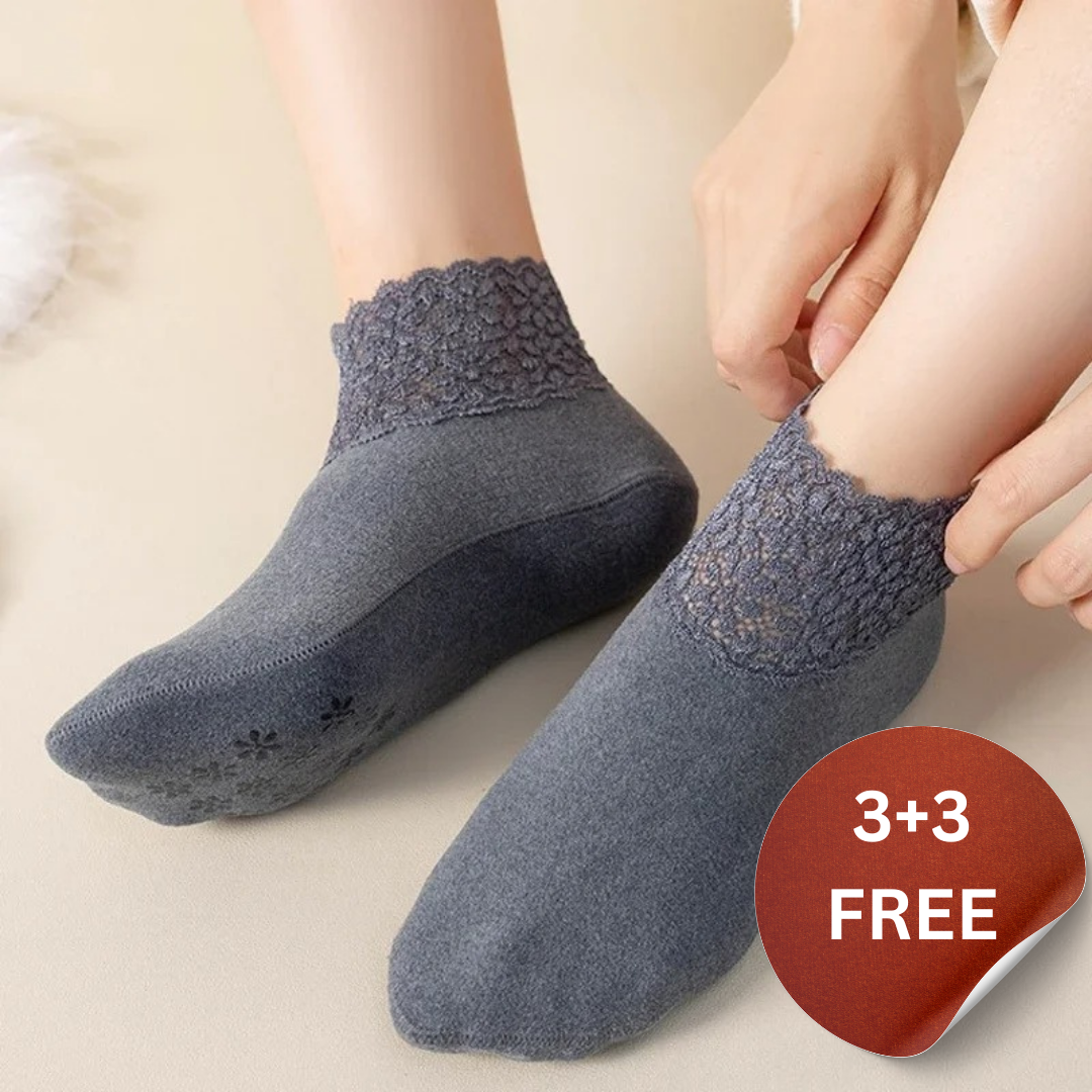 Happy™ LaceSocks: 6 Paar Spitze Warme Wolle Frauen Socken