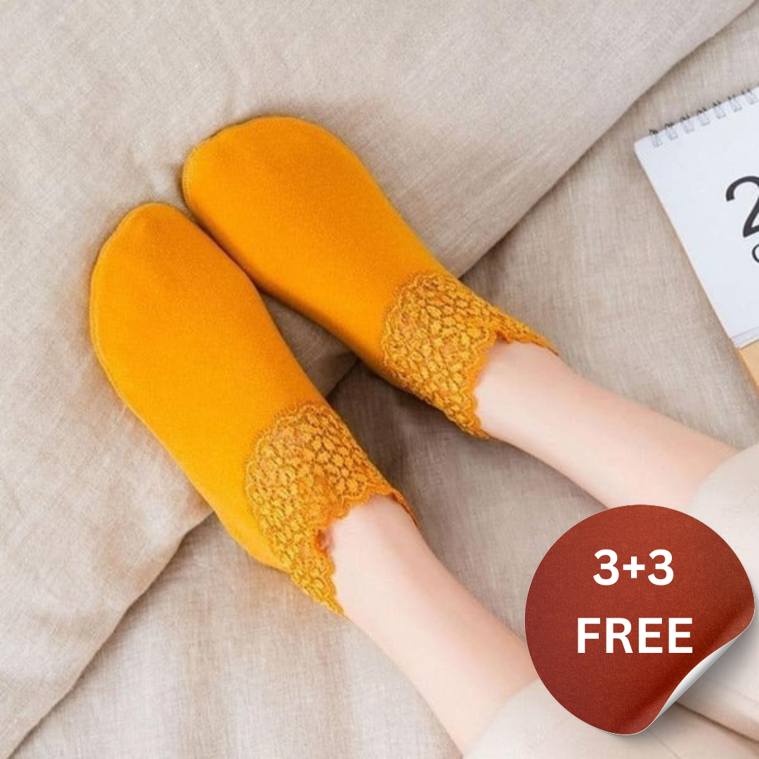 Happy™ LaceSocks: 6 Paar Spitze Warme Wolle Frauen Socken