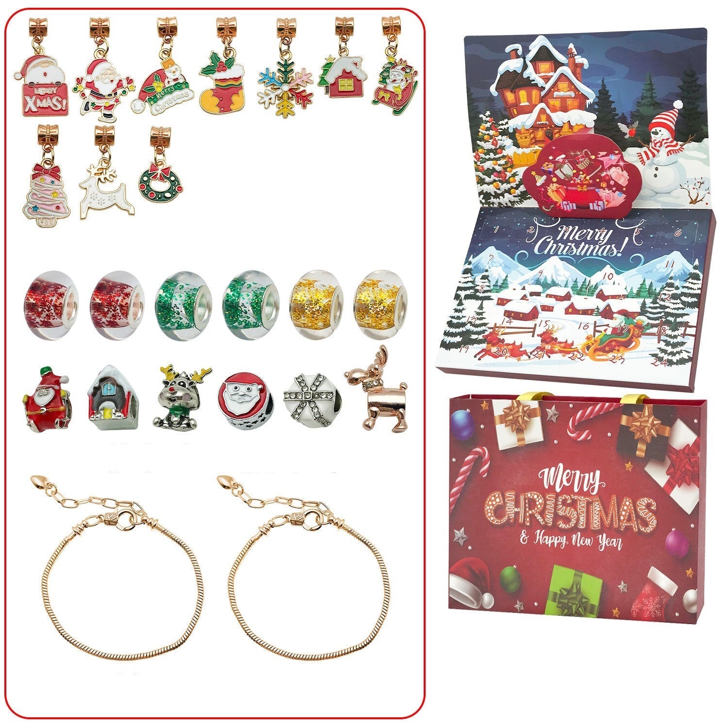 Jewelance™ BraceletCalendar: DIY-Weihnachts Adventskalender Armband Charm Set