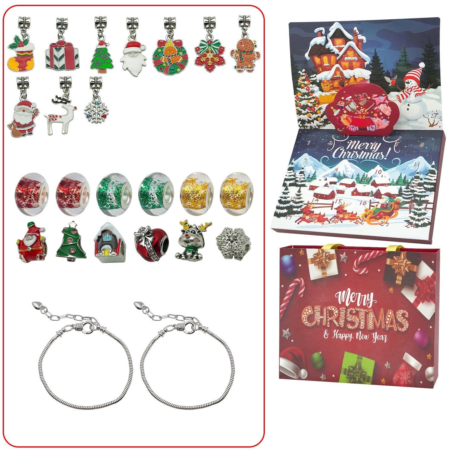 Jewelance™ BraceletCalendar: DIY-Weihnachts Adventskalender Armband Charm Set