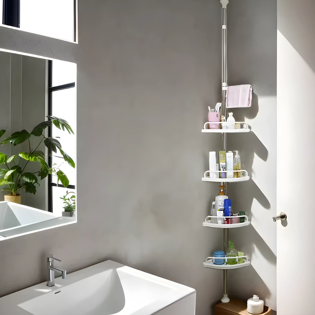 Globetrek° AdjustableRack: Ausziehbarer Badezimmer-Organizer Verstellbares Gestell