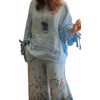 Icone™ LooseSet - Lockere Langärmelige Bluse Und Geblümte Hose Set Für Damen