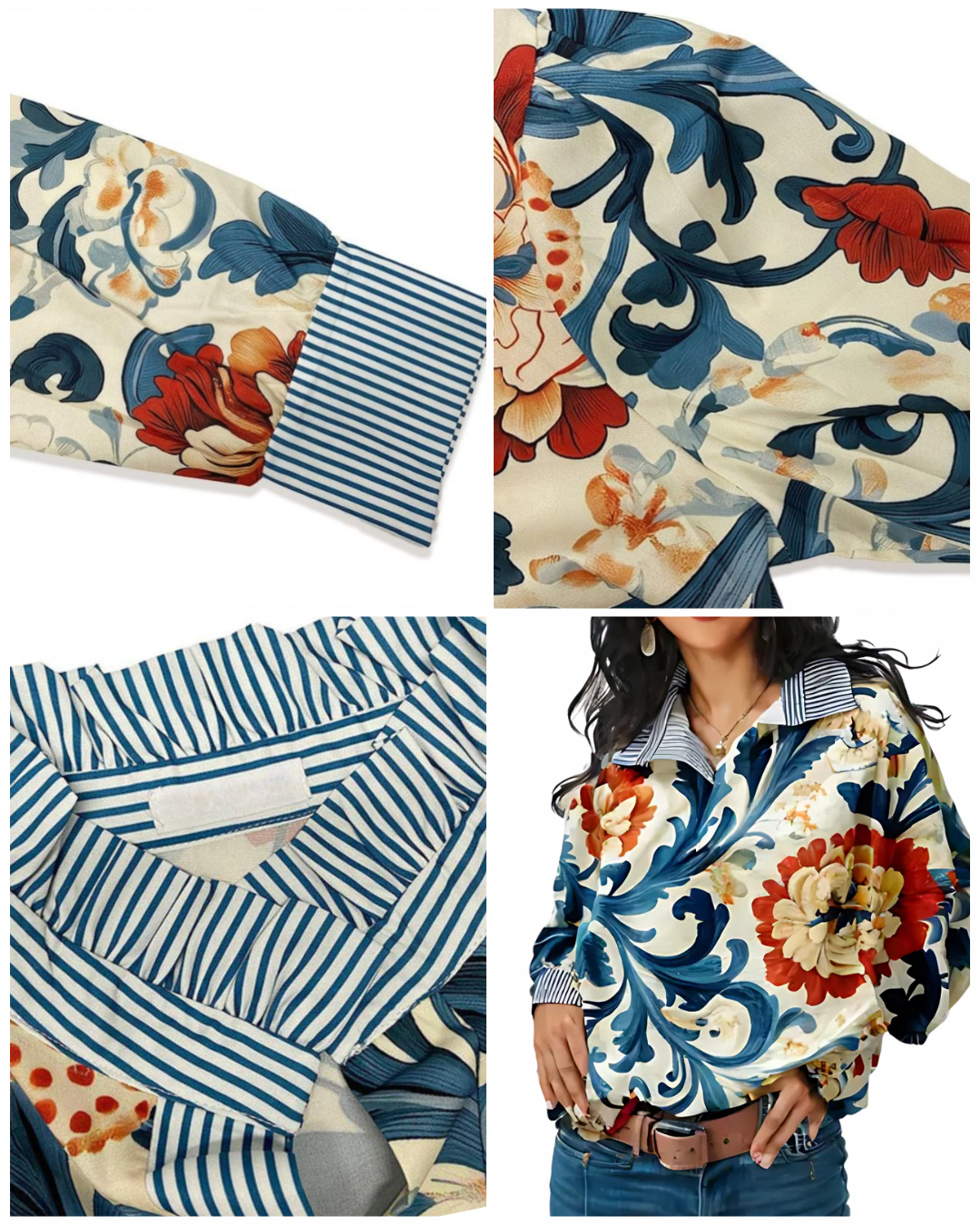 Icone™ FormalBlouse: Stilvolle Langärmlige Einzigartige Bedruckte Formelle Bluse