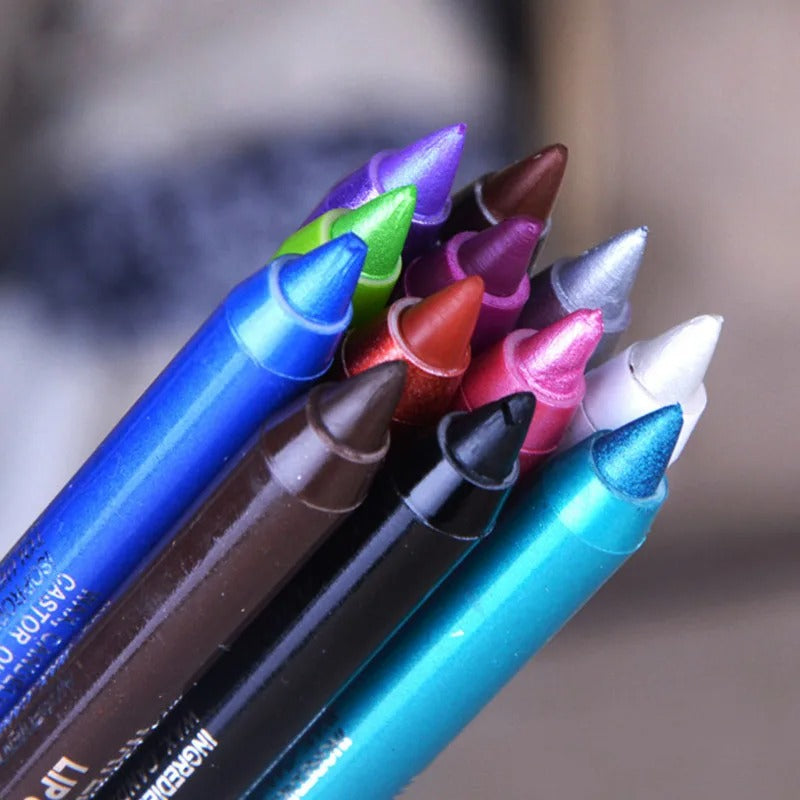 WaterproofEyeliner - Langanhaltender Wasserfester Augen- und Lippe Liner Bleistift 12-Teiliges Set