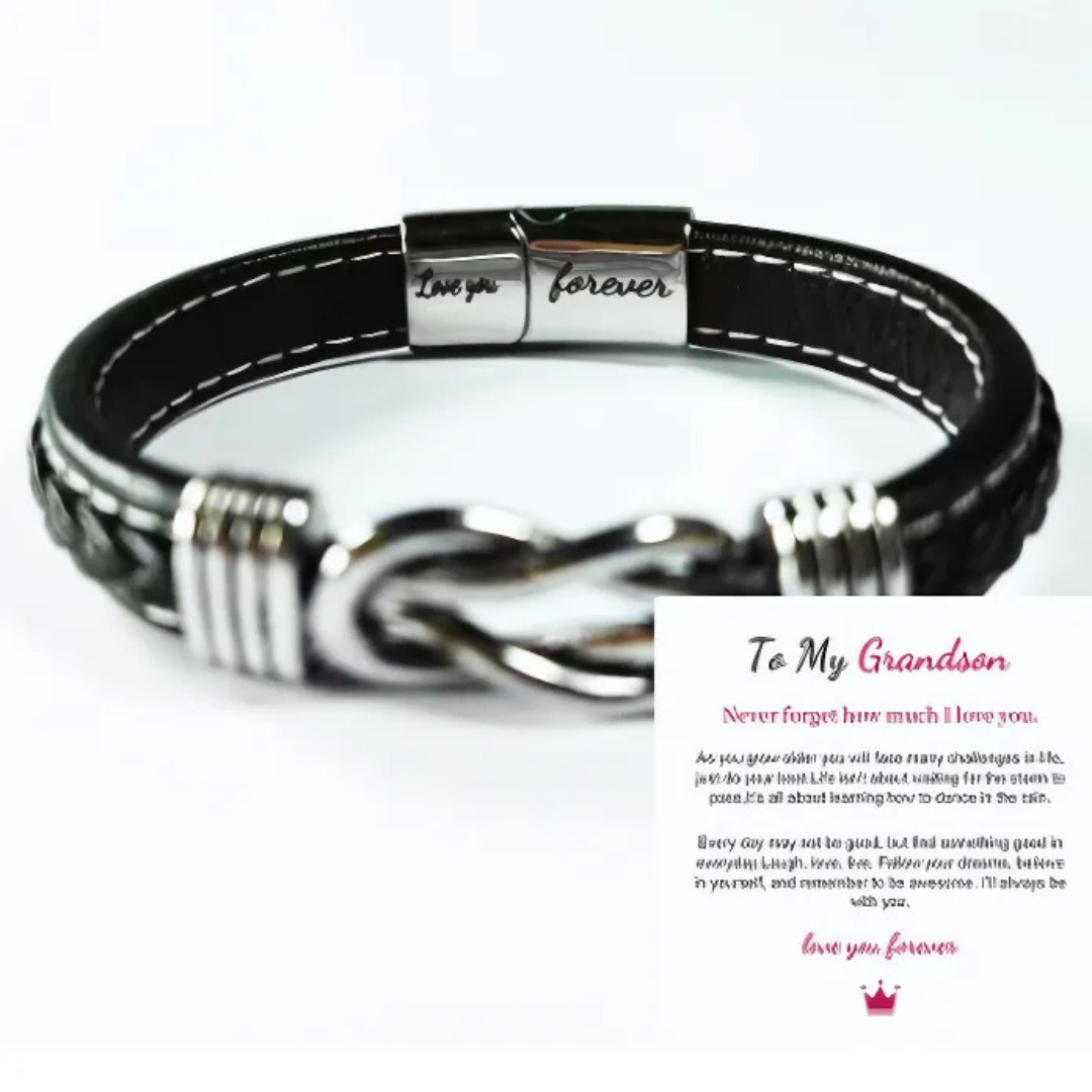 Jewelance™ InfinityBracelet: Unendlichkeit Knoten-Armband mit Widmungs-Karte