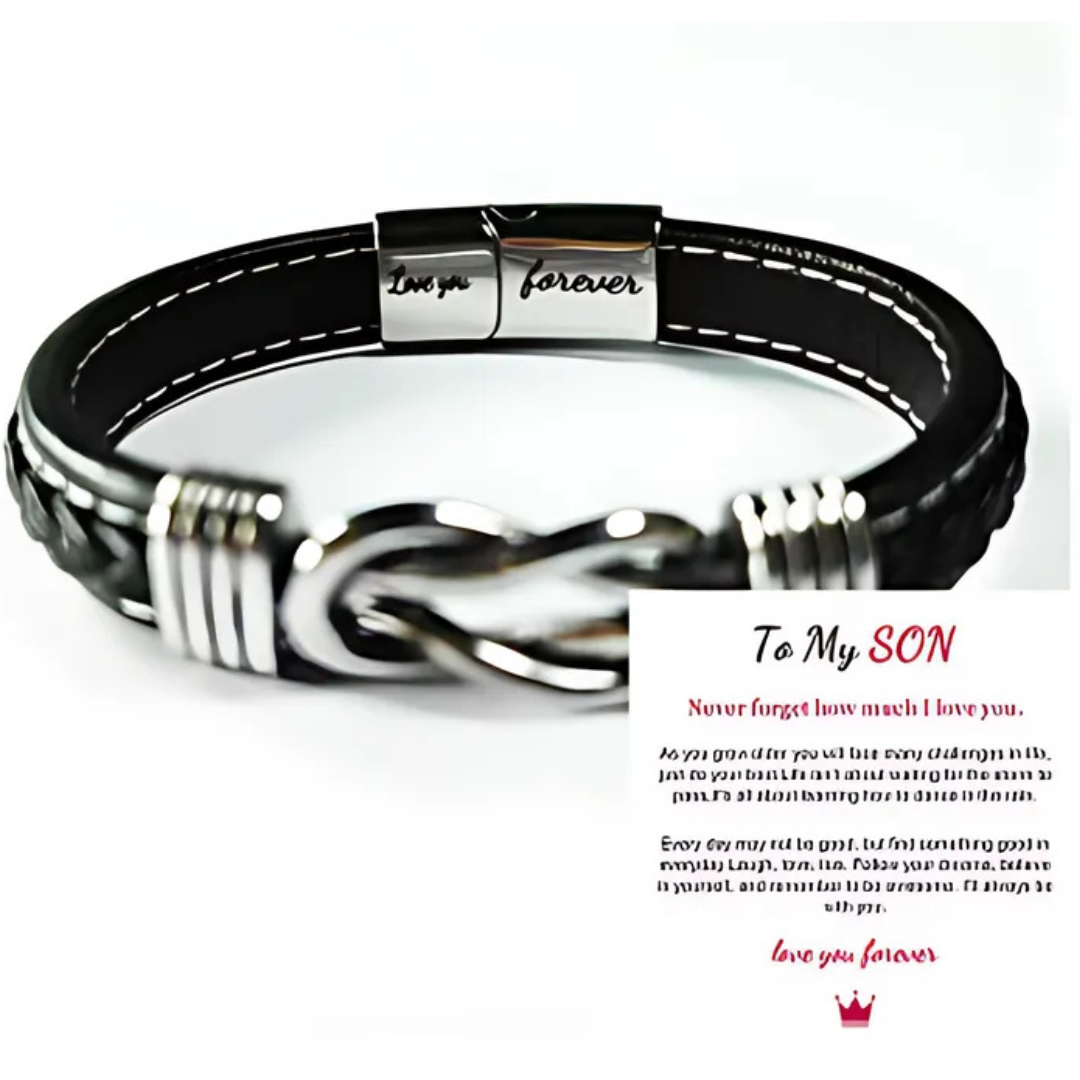 Jewelance™ InfinityBracelet: Unendlichkeit Knoten-Armband mit Widmungs-Karte