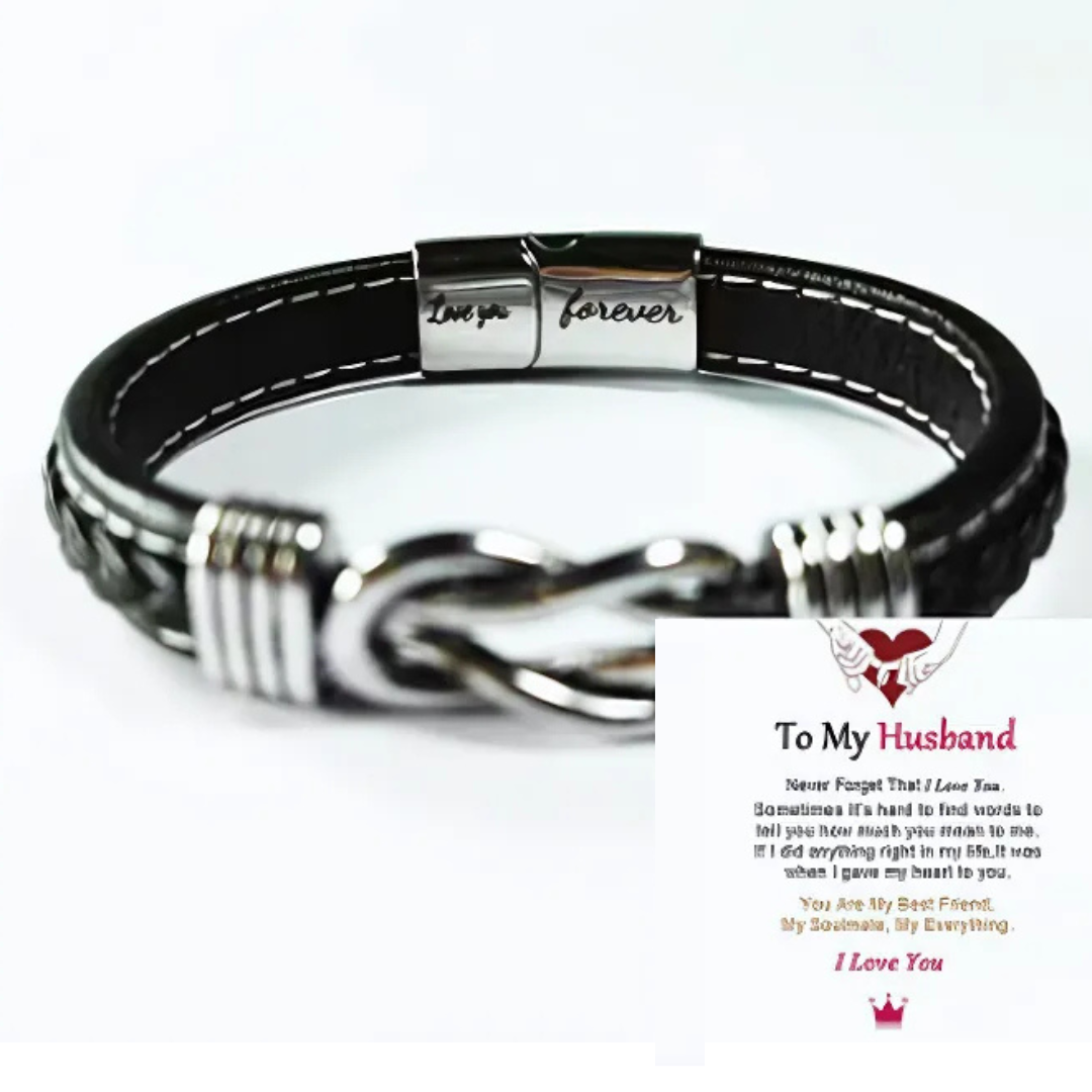 Jewelance™ InfinityBracelet: Unendlichkeit Knoten-Armband mit Widmungs-Karte