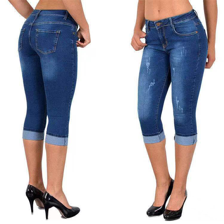 Icone™ KneeDenim: Dehnbare Stilvolle Knie-Länge Denim Hose
