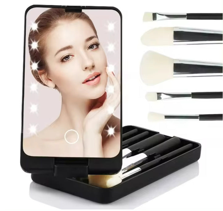 GlowBrushes - Wiederaufladbares LED-Licht-Reise-Make-up-Pinselset