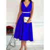 Icone™ ElegantDress: V-Ausschnitt Damen Elegantes Kleid Mit Gürtel
