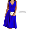 Icone™ ElegantDress: V-Ausschnitt Damen Elegantes Kleid Mit Gürtel