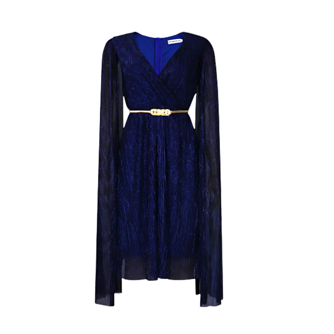 Icone™ ElegantDress: V-Ausschnitt Damen Elegantes Kleid Mit Gürtel