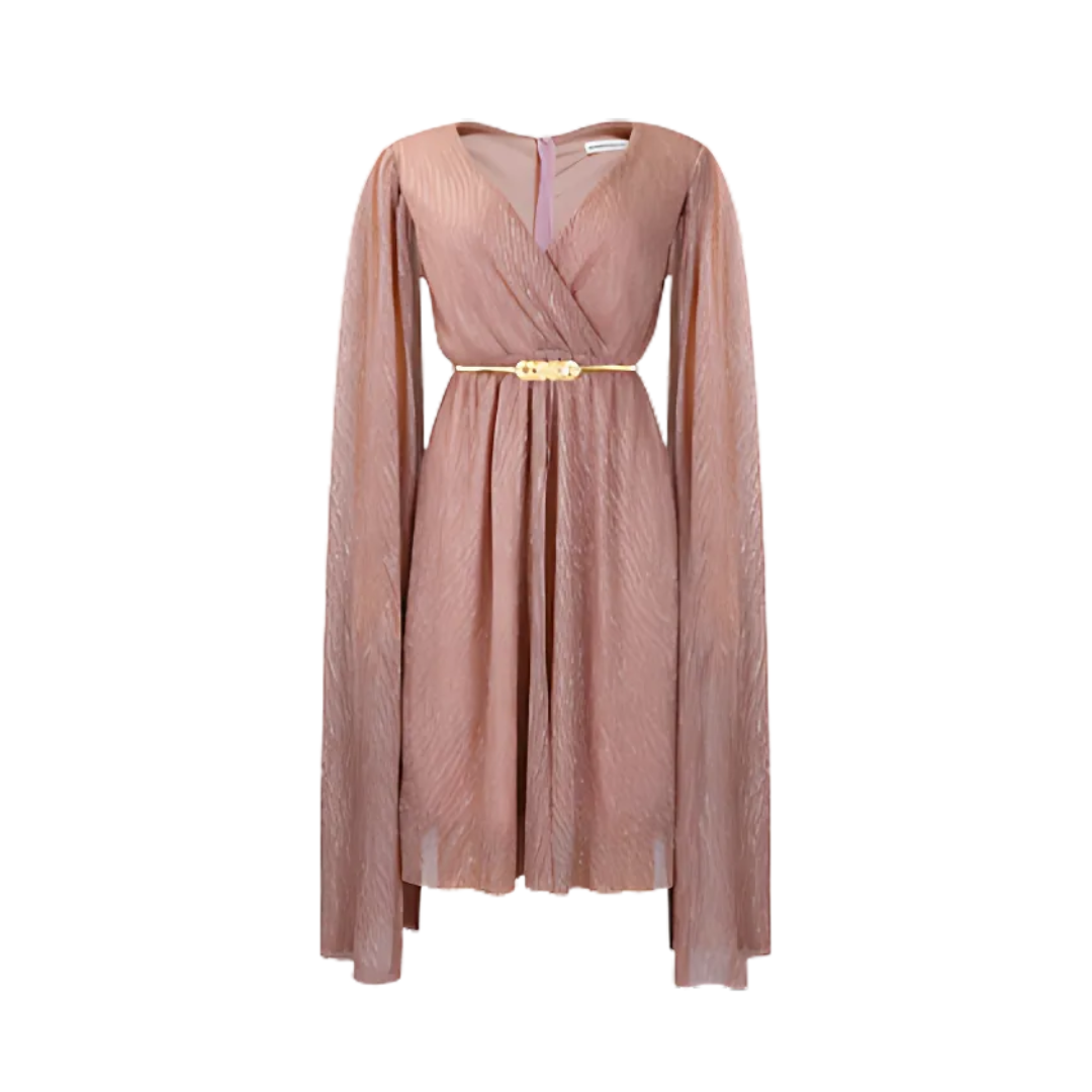 Icone™ ElegantDress: V-Ausschnitt Damen Elegantes Kleid Mit Gürtel