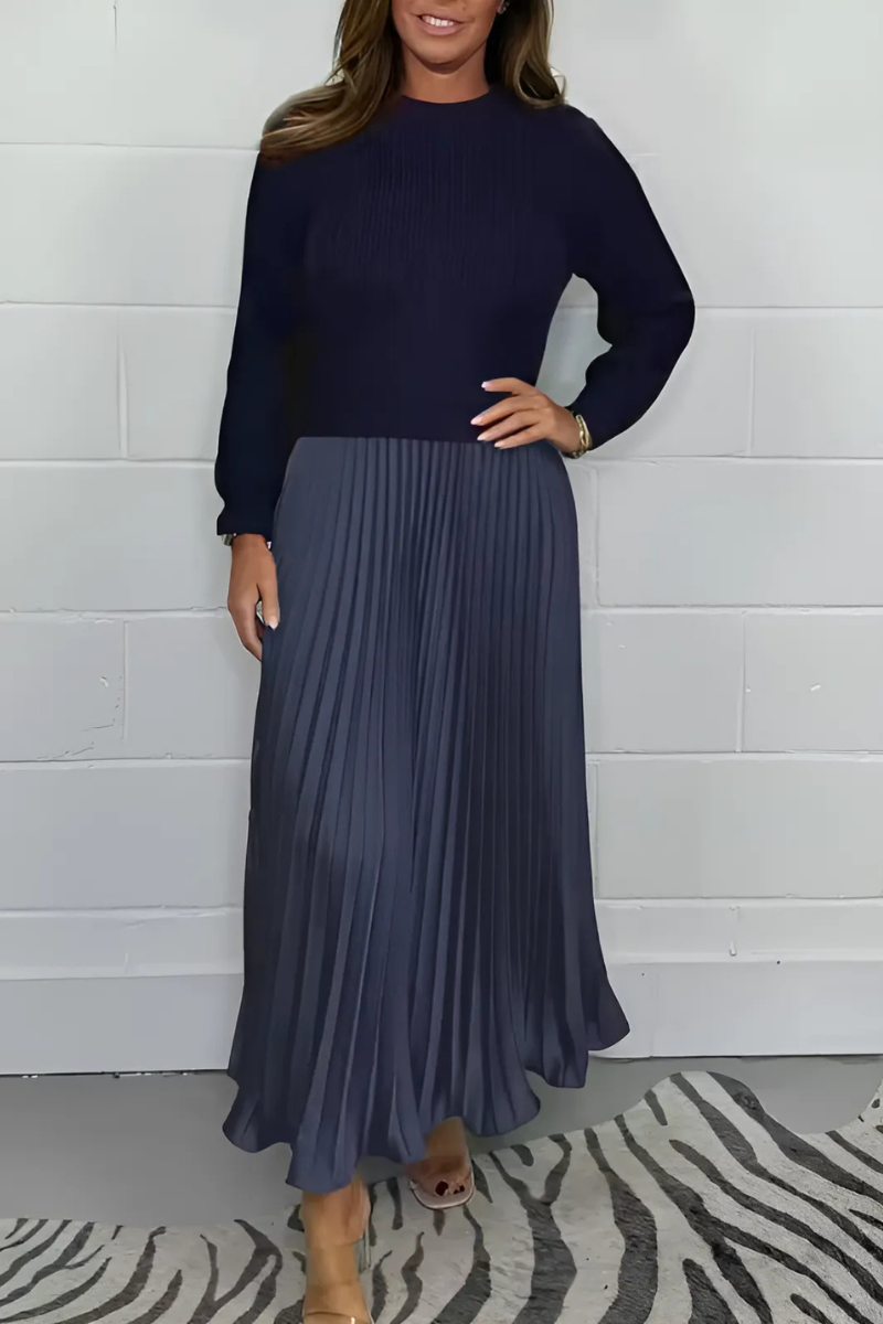 Icone™ PleatedDress: Langärmliges Oberteil Mit Eleganter Falten Rock Kleid