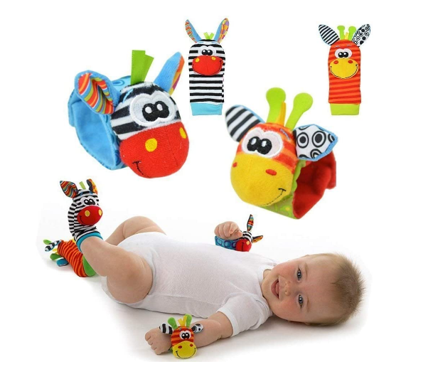 Kletshuts™ RattleToy 1+1 GRATIS: Weiche Tier Baby Handgelenk Und Fuß Söckchen Rassel Spielzeug Set