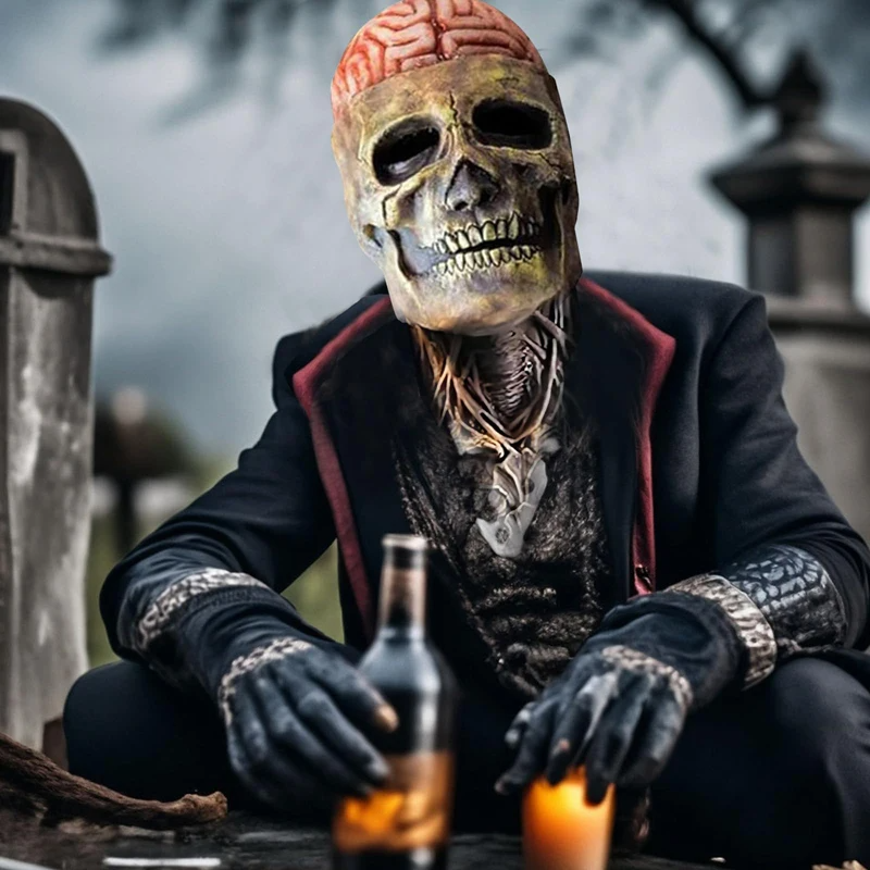 SkeletonMask: Realistisches Gruseliges Skelett Halloween-Maske Kostüm