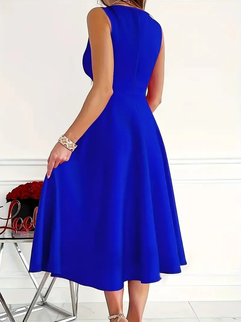 Icone™ ElegantDress: V-Ausschnitt Damen Elegantes Kleid Mit Gürtel