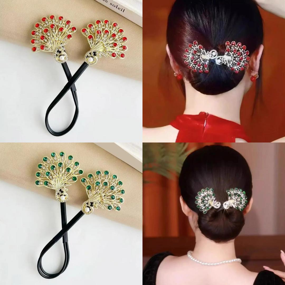 Rose® HairTie 1+1 GRATIS: Stylischer Haargummi Eleganter Vintage Kristall-Pferdeschwanz Twist-Halter