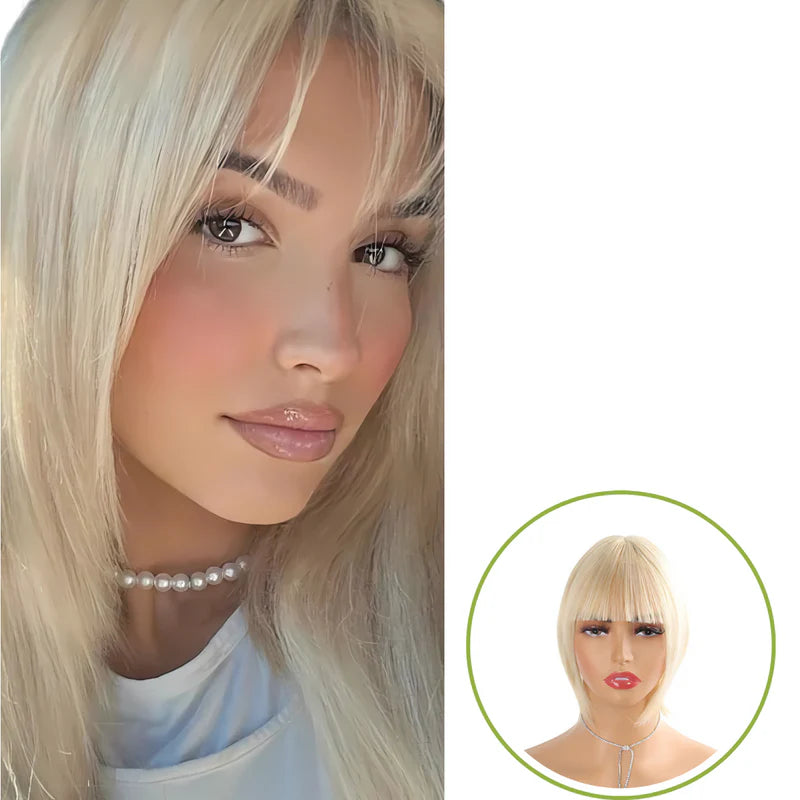Rose® WigBangs 1+1 GRATIS: Nahtlose Perücke Mit Natürlich Aussehendem Pony Haarverlängerungen