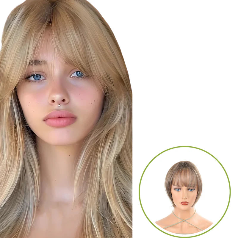 Rose® WigBangs 1+1 GRATIS: Nahtlose Perücke Mit Natürlich Aussehendem Pony Haarverlängerungen