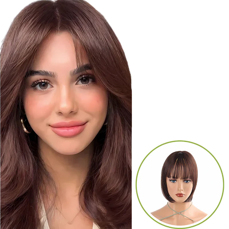 Rose® WigBangs 1+1 GRATIS: Nahtlose Perücke Mit Natürlich Aussehendem Pony Haarverlängerungen