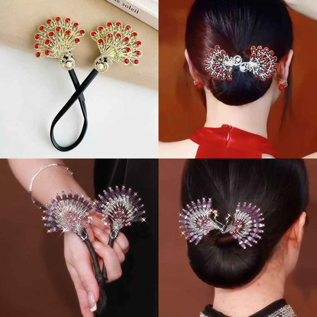 Rose® HairTie 1+1 GRATIS: Stylischer Haargummi Eleganter Vintage Kristall-Pferdeschwanz Twist-Halter