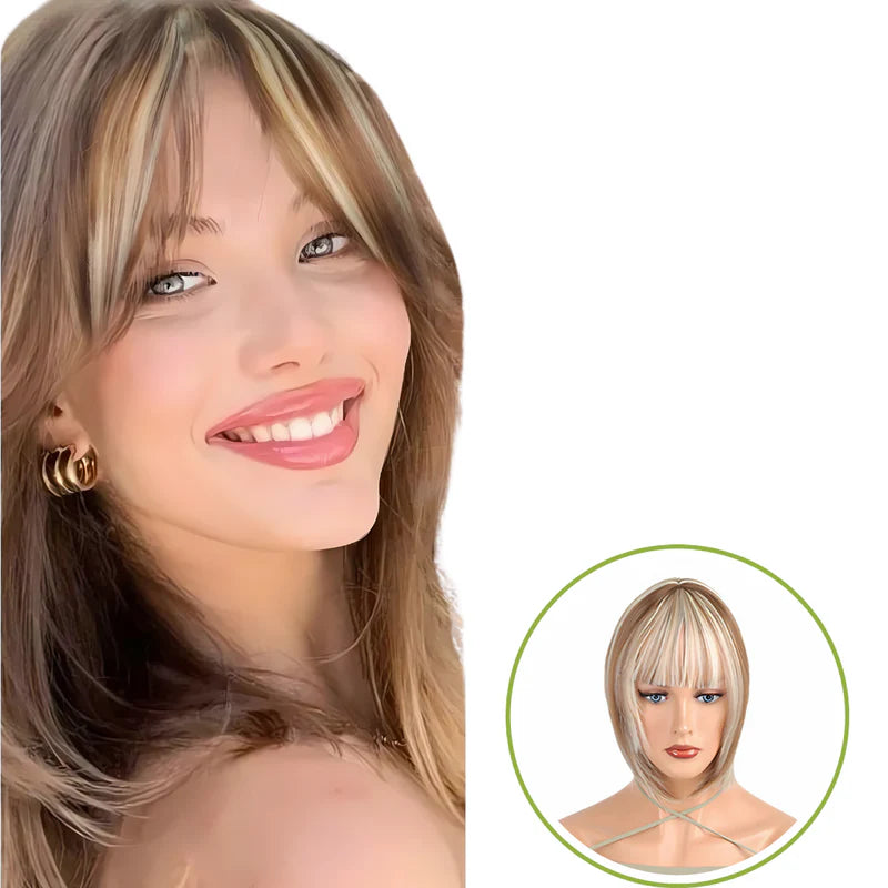 Rose® WigBangs 1+1 GRATIS: Nahtlose Perücke Mit Natürlich Aussehendem Pony Haarverlängerungen