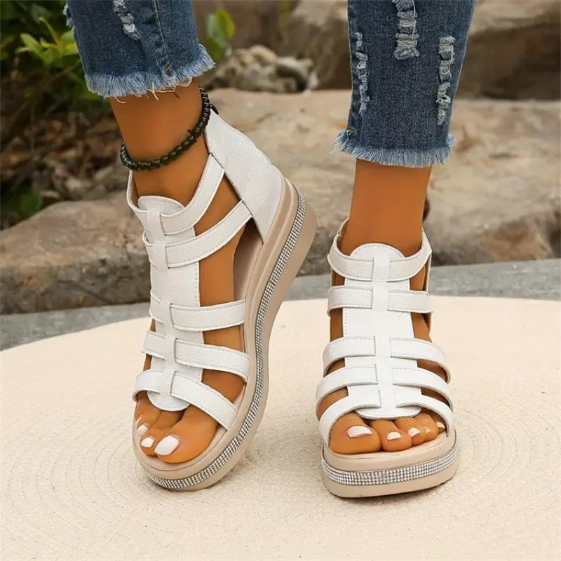 Happy™ SparklingWedge: Stylische Keilsandalen Mit Funkelnden Strasssteinen